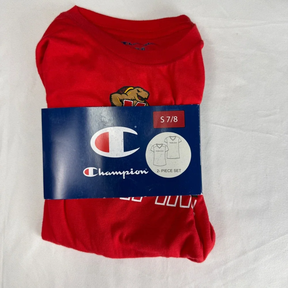 Champion Maryland Terrapins Youth 2-Piece T-Shirt Set‎ Red Grey Size S 7/8 NEW